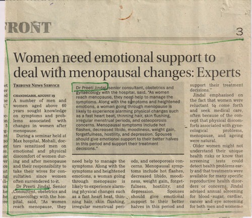 Woman Need Emotional Support to Deal with Menopausal Changes: Experts