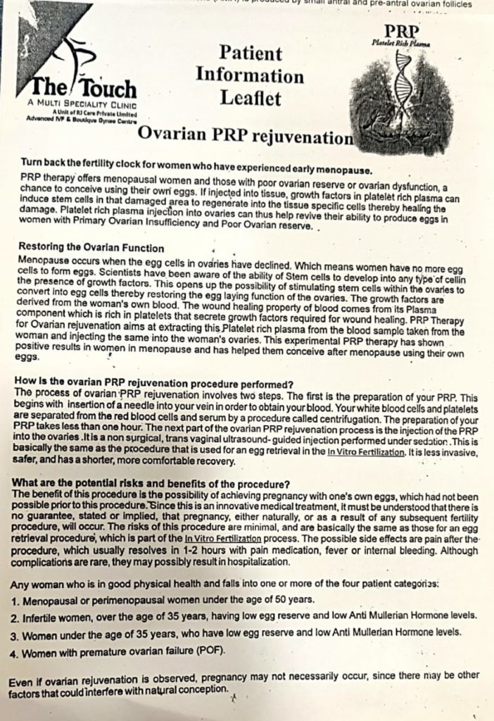 Ovarian PRP Rejuvenation